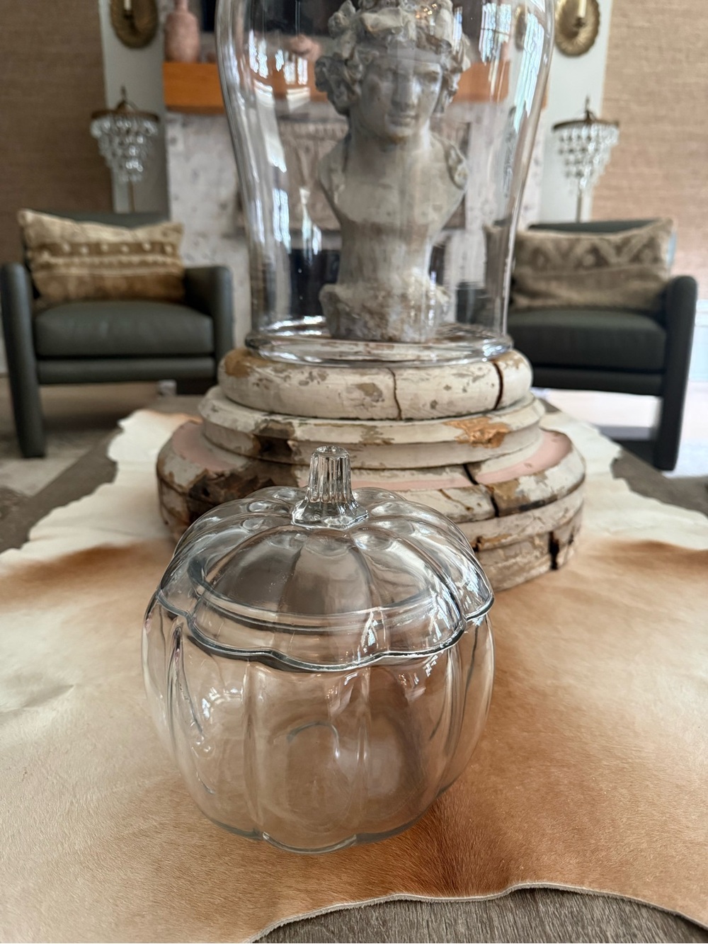 Clear Glass Pumpkin Candy/Cookie Jar